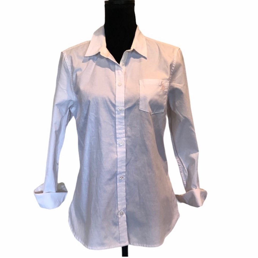 U.S Polo Assn. neutral minimalist men’s wear white button front shirt size large